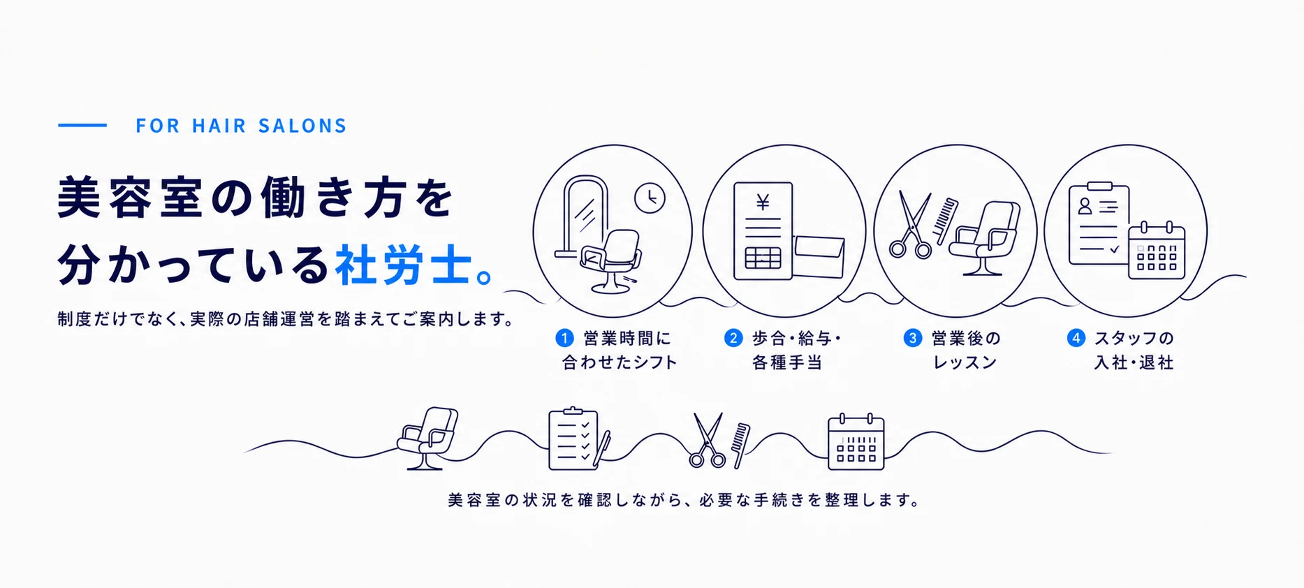 シフト、歩合や手当、営業後レッスン、入退社など美容室の働き方を理解して対応