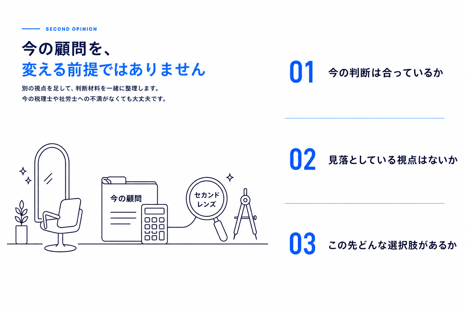今の専門家とは別の視点から一緒に整理するセカンドオピニオン